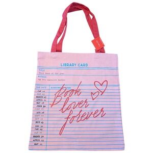 Barnes & Noble Book Lover Forever Canvas Tote Bag Pink Library Card 2026 New